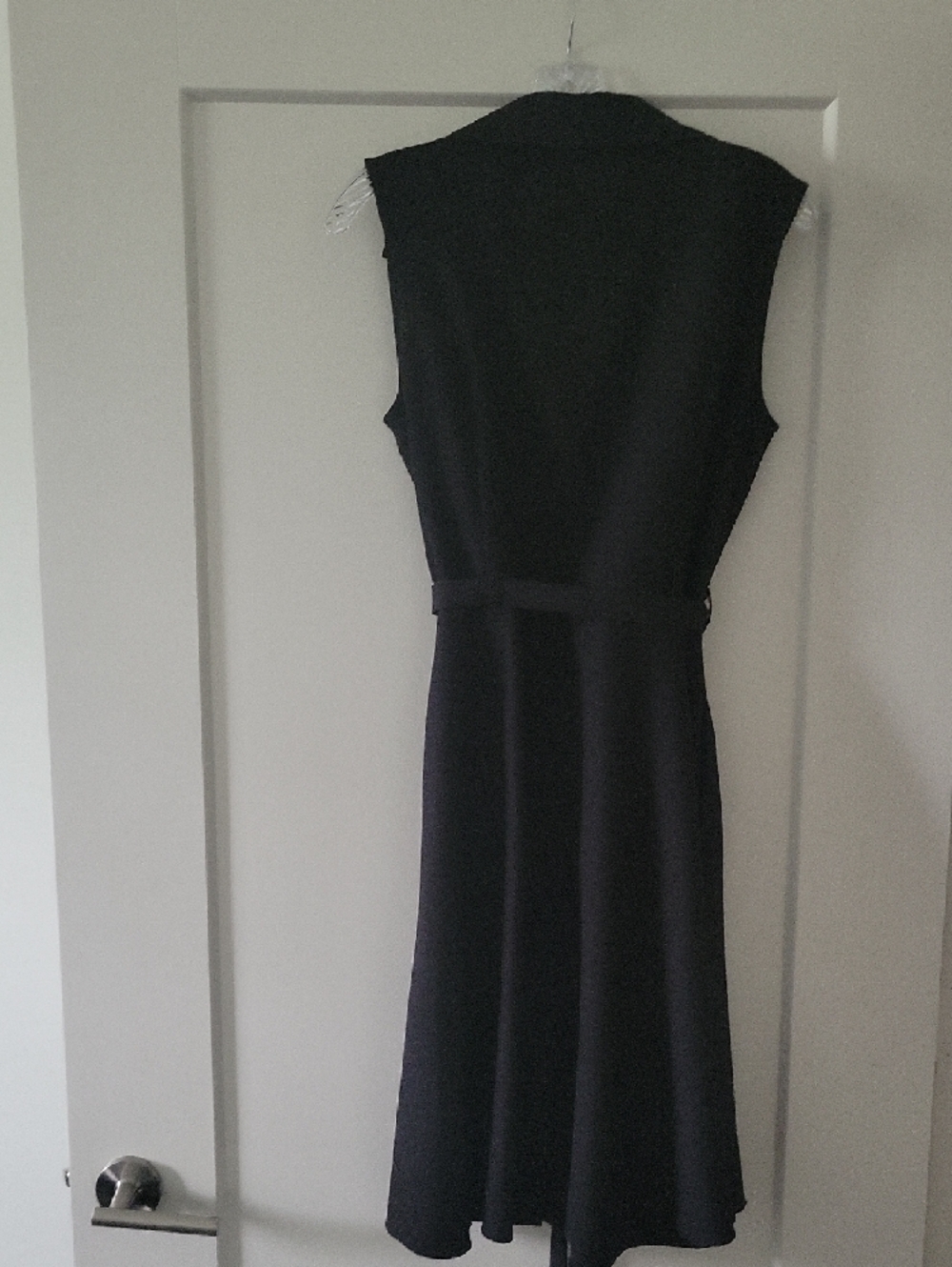 Sharagano Black Sleeveless Button-Front Midi Dress with Tie Waist - Picture 4 of 4